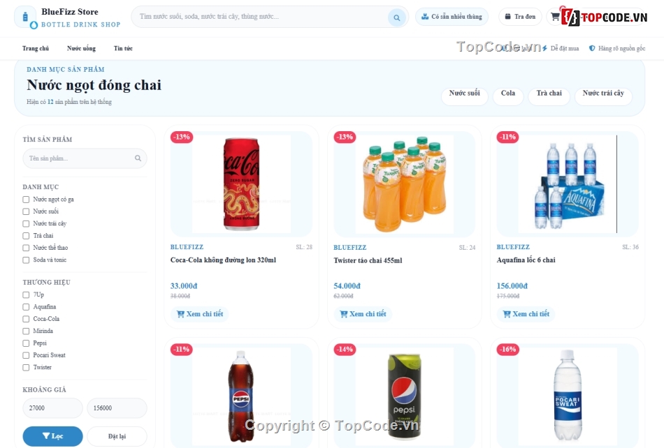 Đồ án,web bán nước,nước